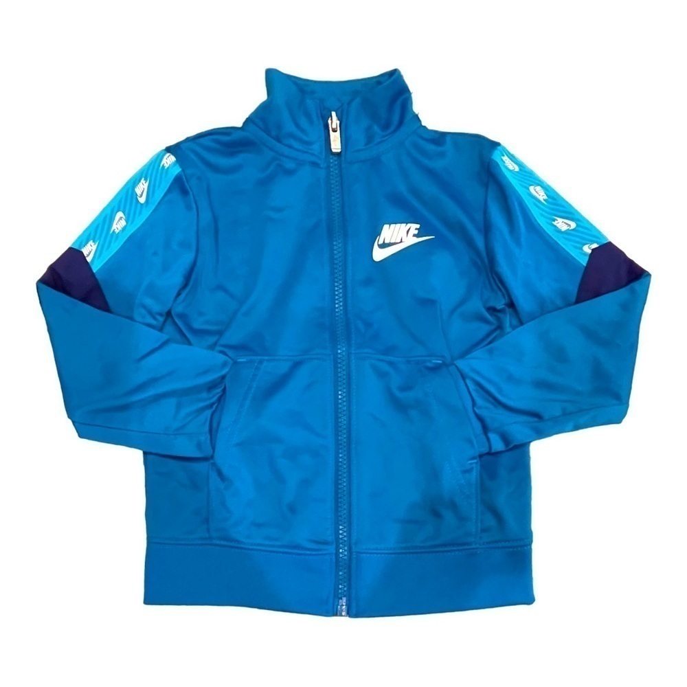 𝅺NIKE Size 3T Blue Zip Up Jacket with Sleeve Details